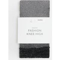 M&S Sparkle Fishnet Knee Highs Silver Mix
