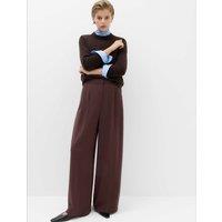 M&S Pleated Wide Leg Trousers Chocolate