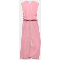 M&S 2 Piece Crinkle Top & Wide Leg Bottom Outfit (6-16 Yrs) Pink