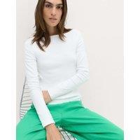 M&S Cotton Rich Premium Slash Neck Top White