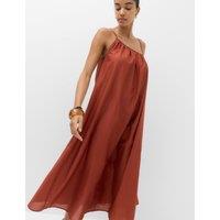 M&S Pure Cotton Asymmetric Maxi Beach Dress Redwood