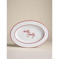 M&S Christmas Bone China Oval Platter White