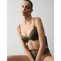 Autograph Silk & Lace Wired Full Cup Bra A-E Khaki
