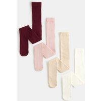 M&S 4 Pack Cotton Rich Ribbed Tights Multi