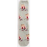 M&S Spencer Bear Gripper Slipper Socks Grey Mix