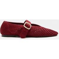 M&S Buckle Flat Mary Jane Ballet Pumps Dark Red