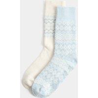 M&S 2 Pack Fairisle Slipper Socks Blue Mix