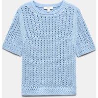M&S Cotton Blend Textured Knitted Top Faded Blue