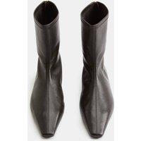 M&S Leather Flat Chisel Toe Sock Boot Brown