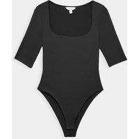 M&S Square Neck Half Sleeve Fitted Bodysuit Black