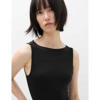 M&S Slash Neck Vest Bodysuit Black