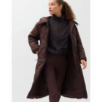 Goodmove Stormwear Hooded Longline Puffer Coat Dark Chocolate