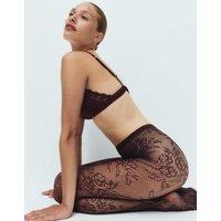 M&S Fishnet Lace Tights Aubergine