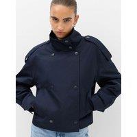 M&S Cotton Rich Double Breasted Utility Jacket Navy