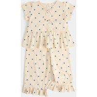M&S 2 Piece Textured Jersey Polka Dot Outfit (2-8 Yrs) Navy Mix