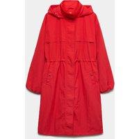 M&S Shower Resistant Lightweight Hooded Longline Utility Parka Poppy
