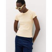 M&S Short Sleeve Lettuce Edge T-Shirt Cream