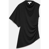 M&S One Shoulder Asymmetric Draped Top Black
