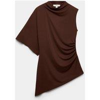 M&S One Shoulder Asymmetric Draped Top Chocolate