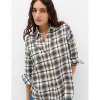 M&S Pure Cotton Checked Collared Shirt Natural Mix
