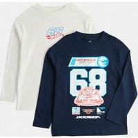 M&S 2 Pack Pure Cotton Hot Wheels Tops (3-8 Yrs) Navy Mix
