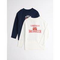 M&S 2 Pack Pure Cotton Disney Cars Tops (3-8 Yrs) Navy Mix