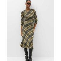 M&S Lyocell Blend Checked Midi Column Dress Green Mix