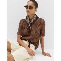 M&S Cotton Blend Textured Knitted Top Golden Brown