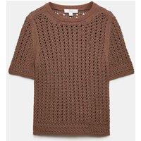 M&S Cotton Blend Textured Knitted Top Golden Brown