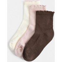 Goodmove 3 Pack Lettuce Edge Mid Crew Sports Socks Pink Mix
