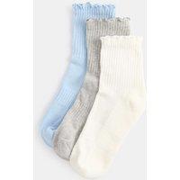 Goodmove 3 Pack Lettuce Edge Mid Crew Sports Socks Grey Mix