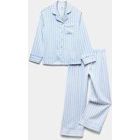 M&S Satin Striped Pyjama Set Blue Mix