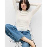 M&S Textured High Neck Top Ivory