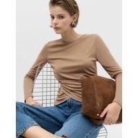 M&S Long Sleeve Wrap Hem Top Neutral