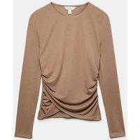 M&S Long Sleeve Wrap Hem Top Neutral