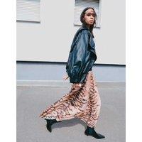 M&S Animal Print Box Pleat Midi Circle Skirt Brown Mix