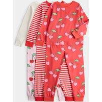 M&S 3 Pack Pure Cotton Cherry Graphic Pyjama Sets (12 Mths - 8 Yrs) Multi