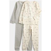 M&S 2 Pack Cotton Rich Sheep Print Pyjama Set Ecru Mix