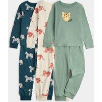 M&S Kids' 3 Pack Animal Print Pyjama Sets (1-8 Yrs) Blue Mix