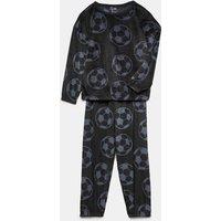 M&S Velour Football Pyjama Set Black