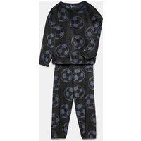 M&S Velour Football Pyjama Set Black
