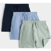 M&S 3 Pack Cotton Rich Shorts (2-8 Yrs) Green Mix