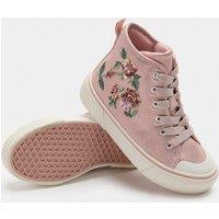 M&S Sparkly Floral High Top Trainers (4 Small-2 Large) Pink Mix