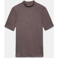 M&S Cosy High Neck Half Sleeve T-Shirt Chocolate