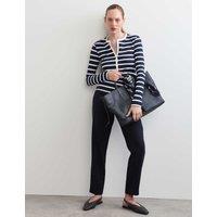 JAEGER Pure Cotton Jersey Striped Henley Top Ivory Mix