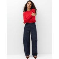 M&S Utility Mid Rise Barrel Jeans with Lyocell Indigo Mix