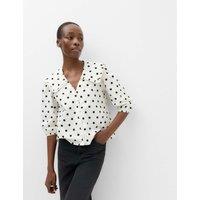 M&S Pure Cotton Polka Dot Sailor Collar Shirt Ivory Mix