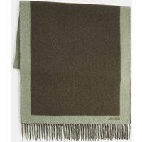 JAEGER Pure Cashmere Bordered Scarf Brown Mix