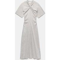 M&S Cotton Blend Jersey Twist Detail Midi Column Dress Grey Marl
