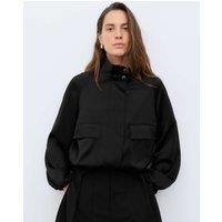 Autograph Satin Lightweight Funnel Neck Bomber Jacket Black